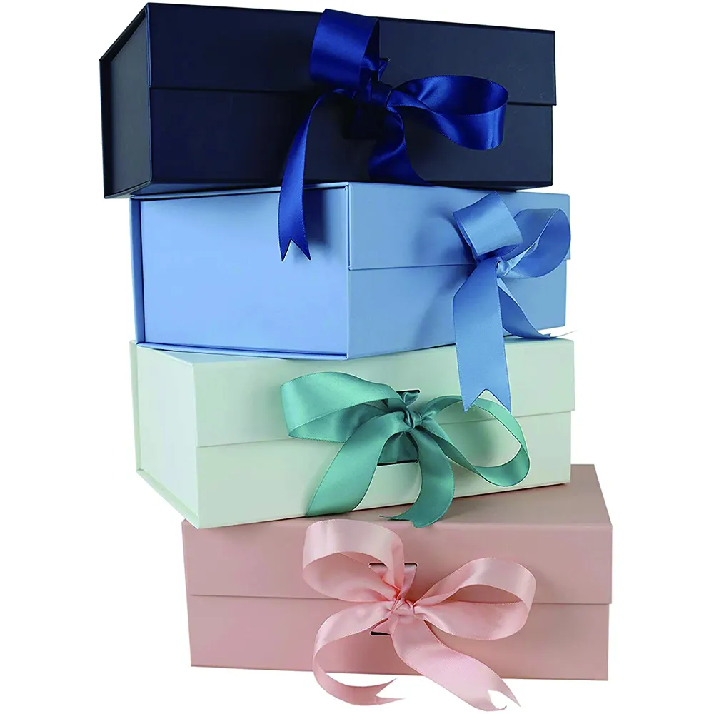 Роскошная Магнитная крышка с логотипом на заказ, большие складные подарочные коробки для подружки невесты