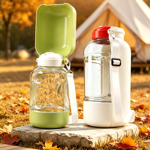 Nueva Botella de Agua Portátil para Mascotas, Perros y Gatos, 2 en 1, Plegable, Botella de Agua para Perros de 1.1L y Recipientes para Comida de 160g - Product Image 1