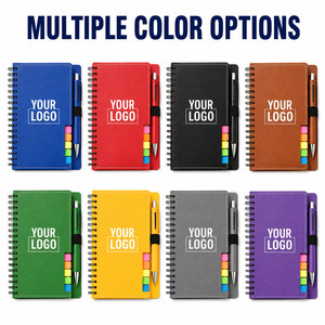 Custom Logo PU Leather Spiral <b>Notebook</b> with Pen and Sticky Tabs <b>Set</b> A5 Hardcover Business Stationery for Corporate Gift Office - Product Image 4