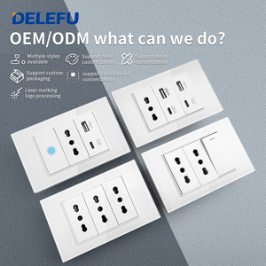 Delefu tiêu chuẩn ý ổ cắm với USB thông minh Loại C 20 Wát sạc nhanh, kép USB tường ổ cắm Glass Bảng điều chỉnh - Product Image 5