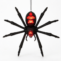 Nouvelle décoration d'Halloween : araignées noires suspendues à visage de bébé, lumineuses, sonores et à capteur, fonctionnant avec piles AAA