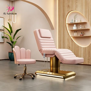 High-End Modern Electric Salon Facial Spa <b>Bed</b> with <b>LED</b> Lighting Adjustable Headrest High-Density Sponge Foldable Design - Product Image 1