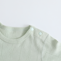 Combinaison à manches longues pour bébé, 100% coton, jacquard, à œillets, couleur unie, unisexe, pour nouveau-né, fermeture à boutons pression, douce et respirante
