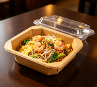 Boîte alimentaire jetable carrée en papier kraft imperméable pour riz, salade, barbecue et dessert - Utilisation multi-occasions
