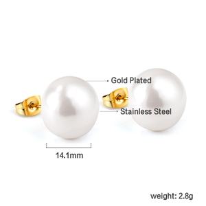 Pendientes de Perlas Naturales con Baño de Oro de 18K y Acero Inoxidable, Estilo Huggies, Resistentes al Deslustre, para Mujer - Product Image 2