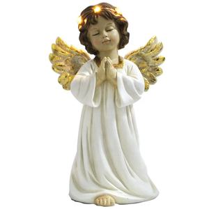 Statuette di Cherubini in Resina Dorata con Ali e Anello LED per Decorazione Interna - Product Image 2