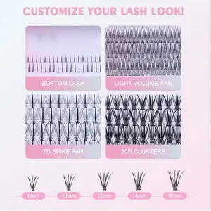 Cheap Wholesale 20D 40D 0.07 D Curl Korean Heat Bonded Fluffy Segment Eyelashes Faux Mink Individual Cluster Lashes