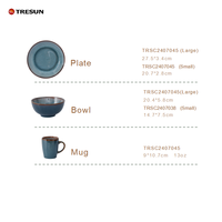Nouveau design de fournisseur de restaurant Vaisselle Nouveau design de service de vaisselle en céramique glaçure réactive bleue pour la maison
