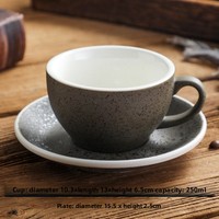 Ensemble de tasses et soucoupes en céramique et granit pour café, cappuccino, latte art, expresso - Design rétro de luxe léger - 80 ml-350 ml - Utilisation au bureau/à la maison