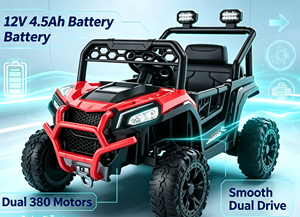 スマートリモコン付き子供用電動カー <span class=keywords><strong>12V</strong></span>充電式バッテリー 音楽ライト オフロード 乗用玩具 2歳から4歳 男女兼用 - Product Image 2