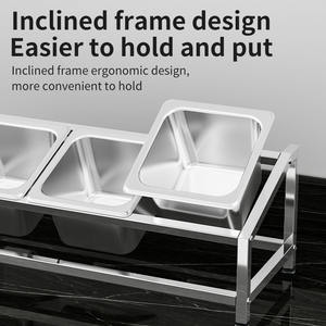 Estante de acero inoxidable de una sola fila con 3 rejillas inclinadas para servir, soporte comercial para condimentos, bandeja de almacenamiento de cocina independiente - Product Image 3