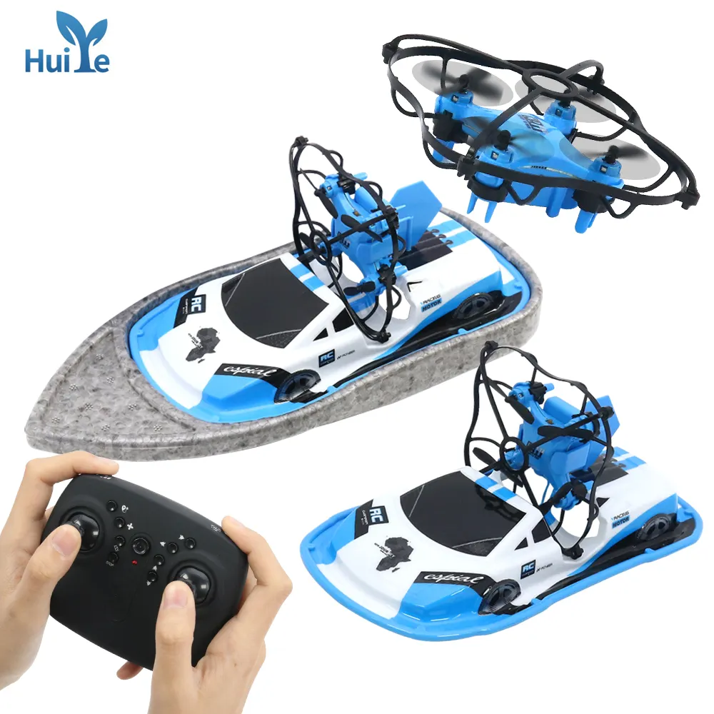 Huiye 3 Em 1 RC Drone Quadcopter/Veículo/Hovercraft Barco Zangão 360-graus Aleta Crianças Brinquedos Barco Rc brinquedo das crianças dos miúdos