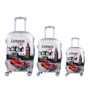 Retro pattern PC carry-on suitcase unique travel luggage 3 piece pretty luggage set