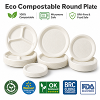 Assiettes en amidon de maïs de qualité alimentaire, jetables et biodégradables, plusieurs tailles (6, 7, 8, 9, 10 pouces) pour la restauration