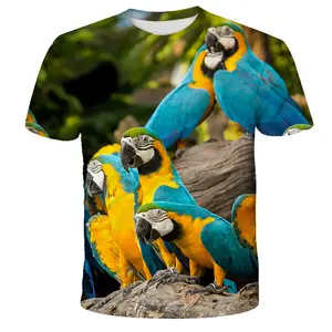 Tiefe Männer Frauen plus Größe blau Papagei drucken T-Shirt Multi Design 3D Vogel Kurzarm T-Shirts