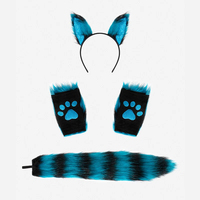 Accessoires de fête Halloween : Oreilles de loup et queue de renard pour cosplay animal, bandeau en fausse fourrure, gants de patte de renard en fourrure synthétique