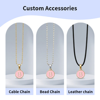 Collier avec initiale en émail plaqué or, chaîne gourmette, double pendentif, bijoux fantaisie personnalisés pour femme