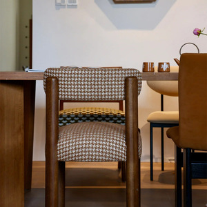 Vintage Solid Wood Dining Chair Upholstered Retro French Country Style Creamy Fabric Home Use - Product Image 3