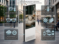 Écran d'affichage numérique LCD commercial extérieur 43/49/55 pouces, 3000 nit, IP66, étanche, écran publicitaire