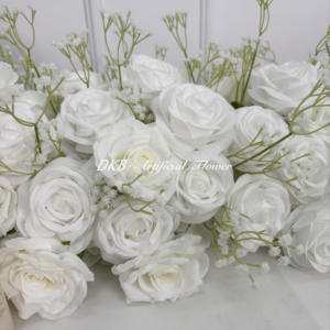 بيع بالجملة عدائين زهور اصطناعية عالية الجودة عداء ممر زهور بيضاء ديكور صف زفاف عيد الحب الاصطناعي - Product Image 6