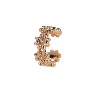 cheap latest gold black silver cuff C shaped metal gold flower ear clip