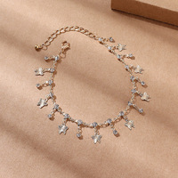 Bracelet de cheville à franges papillon géométrique clouté de diamants plaqué or 18 carats Unique polyvalent longueur unique pour bracelets de cheville à la mode