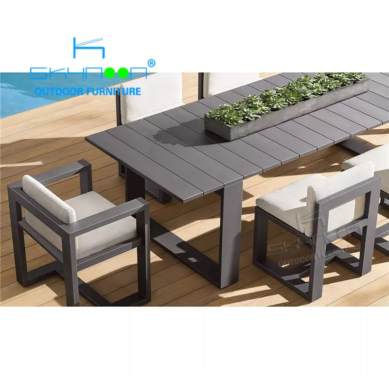 Hochwertige Aluminium Garten Esszimmer möbel Großhandel Restaurant 8-Sitzer Outdoor-Ess-Set moderne Terrasse Garten-Sets (47002)