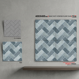 Carreaux de sol extérieurs en porcelaine émaillée rectifiée rustique 16x16 pouces, 12 mm, numériques, vitrifiés, antidérapants, pour parking - Product Image 3