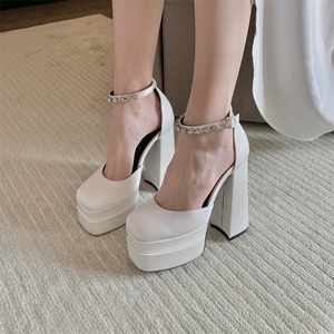 Tacones Mujer 2025 Pumps Sexy Platform Sandals Party Block Heel <b>Shoes</b> Ladies 14CM High Heels for Women - Product Image 6