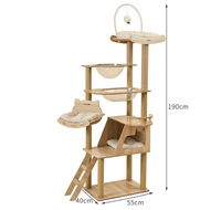 Arbre à chat intégré avec griffoir, grande structure en bois pour chat, maison, poteau à griffer, étagère capsule spatiale, gain de place