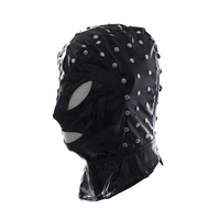 Accessoires de bondage BDSM pour hommes et femmes, couvre-chef sexuel, jouets pour adultes, accessoire de scène, bouche ouverte, yeux avec rivets, cuir PU noir