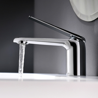 Robinet de lavabo de salle de bain LUSA moderne en laiton chromé poli, mitigeur monocommande eau chaude et froide, corps haut pour lavabo sur colonne
