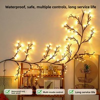 Luces LED de Cadena con Forma de Planta de Ratán, Impermeables, con Control Remoto, para Uso en Interiores/Exteriores, Estudios de Transmisión en Vivo, Decoraciones de Halloween