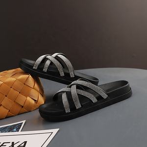 Scarpe con plateau da esterno da donna sandali felpati con tacco strass ciabatte per donna sandali mulles - Product Image 3