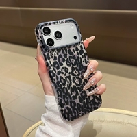 Coque IMD Léopard Zèbre pour iPhone 17 16 15 14 13 18 Pro Max, Housse Arrière Antichoc de Luxe Colorée pour Téléphone Portable