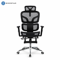 Chaise de bureau ergonomique à dossier haut en maille avec support lombaire et appui-tête, pivotante pour un confort tout au long de la journée