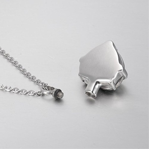 Pendentif urne funéraire unisexe en acier inoxydable vert olive plaqué argent en forme de cœur pour cendres d'animaux de compagnie - Product Image 2
