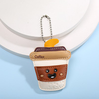 Porte-clés en cuir PU motif tasse de café de dessin animé mignon, accessoires de Noël Père Noël, breloques de sac, cadeau pour femme
