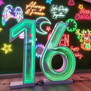 Letras de Marquesina con Espejo Infinito <span class=keywords><strong>3D</strong></span> de Neón Personalizadas de 3 y 4 Pies, Luces LED de Números de Marquesina para Decoración de Bodas y Fiestas de Cumpleaños - Product Image 5