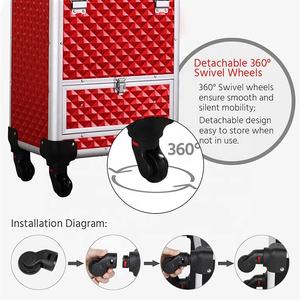 Mallette de transport de rangement de beauté, chariot en aluminium pour femmes, boîte de beauté professionnelle, trousse de voyage pour coiffeuse - Product Image 6