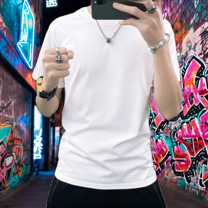 Camiseta de Hombre Vintage con Bordado y Pedrería, Cuello Redondo, Manga Corta, Algodón Mercerizado 220g, Corte Holgado, Estilo Urbano de Verano - Product Image 2