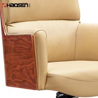 Chaise de bureau de direction Big Boss confortable en bois chaise de bureau en cuir beige à dossier haut chaise de direction