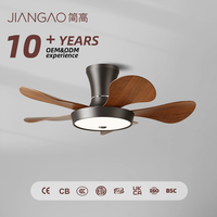 Ventilateur de plafond moderne du milieu du siècle en noyer, luminaire LED minimaliste encastré pour la rénovation d'hôtels et villas, projet d'aménagement intérieur