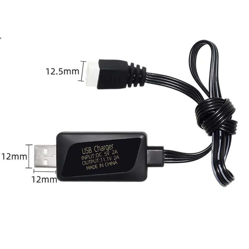 Fabrika su oyuncak silah 11.1V lityum pil şarj kablosu usb taşınabilir şarj cihazı