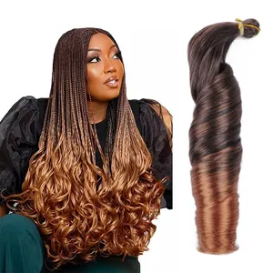 Cheap 150g 24inch Loose Wave Spiral Curls French Curly Synthetic Crochet Braid Pony Style Fluffy Silky Braiding Hair Extension