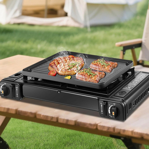 Estufa de Butano de Doble Quemador Personalizada con Encendido Automático y Características de Seguridad, Estufa Portátil <span class=keywords><strong>para</strong></span> <span class=keywords><strong>Camping</strong></span> con Sartén Antiadherente - Product Image 2