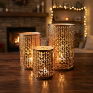 Sonnet Decor Iron Lantern Set Red Dot Pattern Rope Handle Heat Resistant Handmade Digital Printing Eco-Friendly Christmas Home - Product Image 2