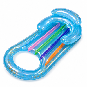 Flotador Inflable Portátil de PVC con Diseño de Arcoíris, Transparente con Brillantina, Silla Flotante para Agua, Capacidad de 100 kg, para el Mar - Product Image 3