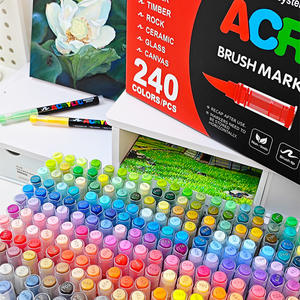 240 renkler çift İpucu düz sıvı işaretleyici seti yumuşak kafa cetvel kalemi öğrenci sanat için yeni düz sıvı akrilik işaretleyici - Product Image 1