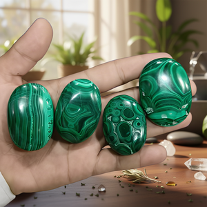 Malaquita Verde Natural Genuina de Alta Calidad, Tallada y Grabada, Ovalada, Pulida, Piedra Preciosa Curativa, Cristal Feng Shui, Duradera, de Bolsillo - Product Image 3